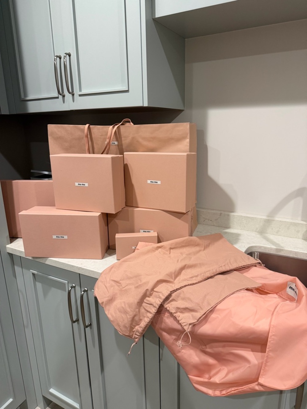 Miu Miu Dust Bags and Presentation Boxes in Blush Pink